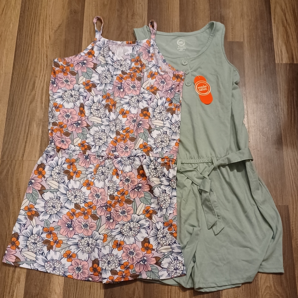 Set of 2 Wonder Nation Girls Sleeveless Knit Romper